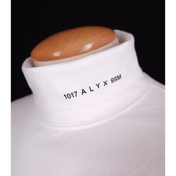 1017 ALYX 9SM Logo-Print Jersey Rollneck T-Shirt Size M Mens White $180 - Picture 4 of 16